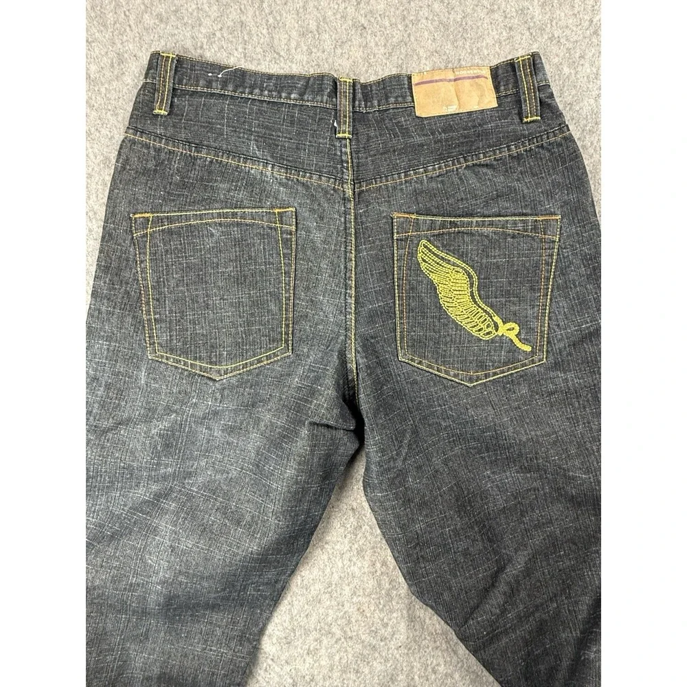 Vintage Y2K Rocawear Dark Wash Embroidered Pocket Jeans Size 34 X 32 Loose Baggy